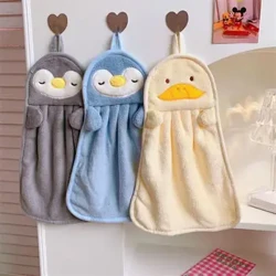 Absorbent Cloth Soft Hand Towel Coral Fleece Cleaning Cloths Bathroom Supplies Dishcloths Baby Hanging Cloth Blue/yellow/gray