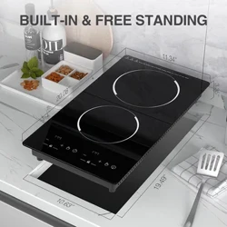 Fornello a induzione a doppia testa Fornello elettrico in ceramica incorporato Fornello elettrico a doppia piastra ad alta potenza Piano cottura Piano cottura