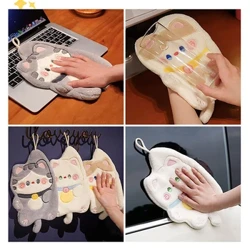 Cartoon Cat Hand Towels Cute Animal Bathroom Hanging Towel Soft Absorbent Wipe Cloth Quick Dry Children Kids Bathing Towel
