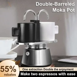 Mini 100ml Moka Pot ʻAlua Tube Kofe Ipu Kuhili ʻole ʻIlia ʻIlia Mea Hana Kofe Espresso Mea Paʻa Kettle Ula