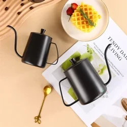 250/350/600 ml Kahve Su Isıtıcısı Üzerine Dökün Paslanmaz Çelik Siyah Kapaklı Cafe Pot Espresso Aksesuarı Su Damlası Uzun Deve Boynu Araçları