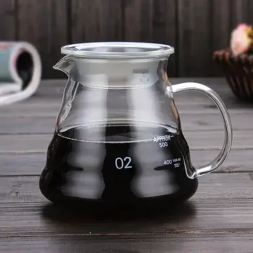 Bình pha cà phê Leeseph, Bình chia sẻ ấm siêu tốc thủy tinh trong suốt 350/600ml có nắp đậy, Phụ kiện máy pha cà phê rót cà phê