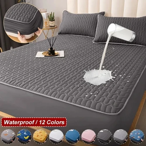 Funda protectora gruesa impermeable para cama, Sábana ajustable doble Queen King, respetuosa con la piel, Funda de colchón, estera 150x200 180x200 160x200cm