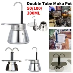 50/100/200 ml dubultcaurules Moka katls nerūsējošā tērauda kafijas automāts kafijas automāts espresso trauki virtuves kafijas trauki barista