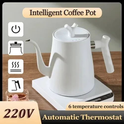 Potiau Coffi Thermostatig 220V Gooseneck Trydan Espresso Potiau Cartref Fflysio Llaw Tegell Trydan Llestri Coffi Te