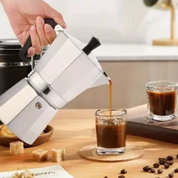 1 gab Alumīnija mokas katls, alumīnija espresso latte kafijas tases katls, āra mājas biroja alumīnija espresso katls astoņstūrains mokas katls