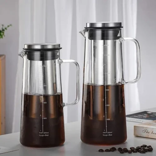 1000/1400ML Glass Cold Brew Coffee Pot na may Filter 4-8 Cups Water Bottle Extracted Espresso Coffee Maker Juice Kettle para sa Bahay