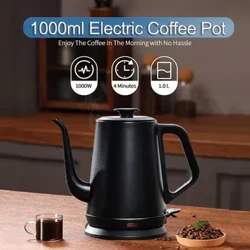 1L 220V Elektresch Espresso Dëppen Handbrew Gooseneck Kettle Automatesch Power Off Coffee Pot Make Tea Hot Water Boiler Coffeeware