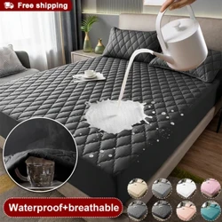 Mattress Cover Waterproof Thickened Quilted Waterproof Breathable Fabric Bed Cover Mattress Protector Double Bed Sheets 160x200