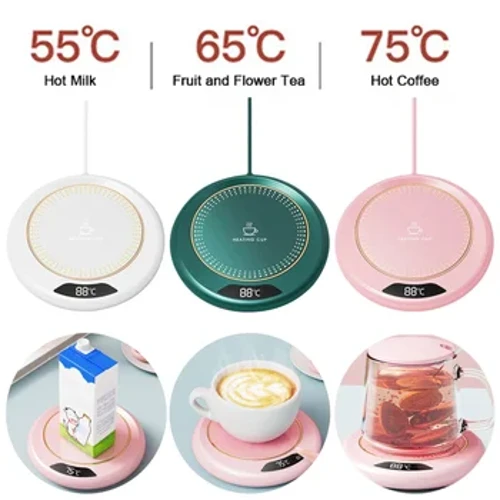 Anget Kopi Listrik Otomatis Mati Mug Kopi Anget 3 Pengaturan Suhu Portabel Cangkir Anget kanggo Meja Kantor Perjalanan Digunakake ing omah