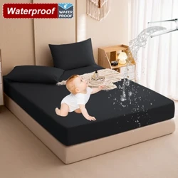 100% waasserdicht Matratzendeckel Protector Upassbar Soft Atmungsbett Fittingsblat Mat Elastesche Band fir Queen King90/160x200