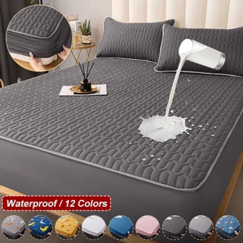 Protector de colchón grueso impermeable, Sábana ajustable duradera y respetuosa con la piel, cubierta de cama, estera de látex, 150x200, 180x200, 160x200