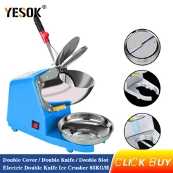 85KG/H Electric Double Knife Ice Crusher Commercial Snow Shaved Ice Machine Tindahan ng Milk Tea sa Sambahayan 380W High Power Ice Crusher