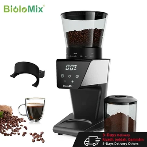 BioloMix Automatisk Burr Mill Elektrisk kaffekvarn med 30 växlar för espresso amerikanskt kaffe häller över Visual Bean Storage
