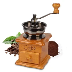 Wooden Manual Coffee Bean Grinder Na May Ceramic Millston Retro Style Spice Burr Mill Coffee Utensils Stainless Steel Handle
