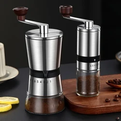 Llawlyfr Dur Di-staen Grinder Spice Espresso Grinder Ffa Coffi Burr Ceramig gyda Chranc Llaw ar gyfer Cartref / Swyddfa / Gwersylla / Teithio