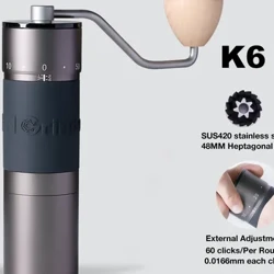 Kingrinder K4/K6 ручная кавамолка 420 з нержавеючай сталі 38 мм/48 мм з задзірынамі, партатыўная кавамолка Baja Tahan Karat
