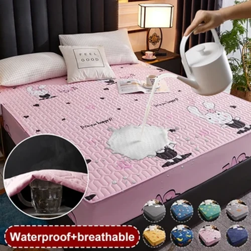 Waterdichte gewatteerde matrashoes Cartoon hoeslaken Bed Pad Protector Anti-mijt Kingsize niet inbegrepen kussensloop 160/180x200