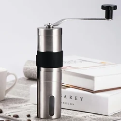 48mm Neie Mini Kaffi Grinder Edelstol Sëlwer Handgemaach Kaffisbounen Burr Grinder Grinder Kichen Tool Grinder
