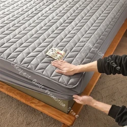 Cotton Thicken Mattress Cover Quilted Mattress Portector Topper Pad Anti-bacterial Non-Slip Bedspreads Soft Bedding Fitted Sheet