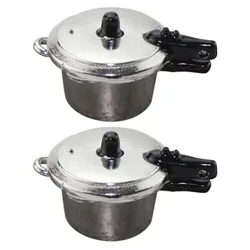 2PCS Mini ekspres lonac Model Aluminijski ekspres lonac Dječja igračka Hrana Igra Minijaturna kuća za lutke Simulacija kotao 3.2x1.9x1.8cm