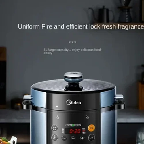 220V Midea multikomfur med elektrisk trykkoger, 5L dobbelt indre gryde, 12 forudindstillede programmer, officiel flagskibsbutik ægte