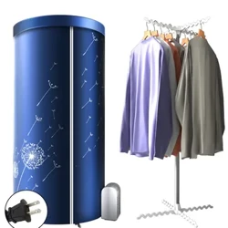 Pengering Sandhangan Listrik Portabel, 110V - 1000W Airer Busana Dipanaskan, Pengering Busana Perjalanan kanthi Timer, Pengering Sandhangan Listrik