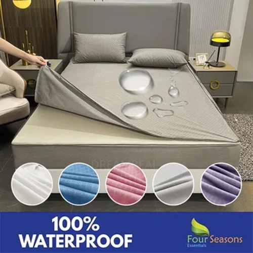 Housse de matelas 6 côtés avec fermeture éclair, protège-matelas 100% imperméable, drap-housse pour lit Queen King Size, hypoallergénique, anti-acariens