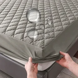 Waasserdicht Matratzendeckel Bett Fitting Sheet Matratz Protector Single/Double/140/160 Muti Gréisst Grey/Wäiss