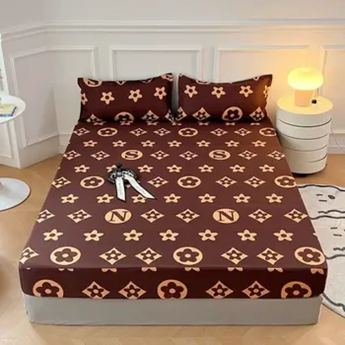 Natural Fitted Sheet Family Home Protector Kit Printed Air-Permeable Mattress Cover Complete No Pillowcase Adjustable Healthy