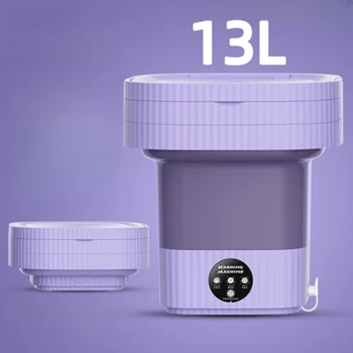13L Ultraljud Bärbar Super Stor Kapacitet Tvättmaskin Med Avloppskorg För Underkläder Strumpor Babykläder Vikbar Tvättmaskin 12V
