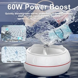 Golchwr Ultrasonic Mini Symudol ar gyfer Dillad Babanod Peiriant Golchi Turbo Sanau Dillad Isaf Pŵer Uchel Busnes Teithio Golchwr USB
