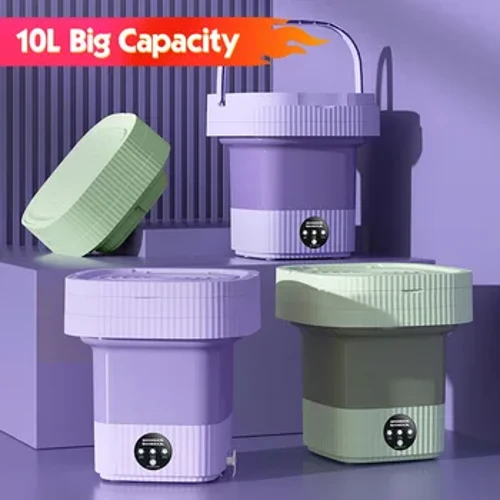 Lavatrice pieghevole portatile di grande capacità da 10 litri, adatta per lavare biancheria intima, reggiseni, calzini e abbigliamento per bambini