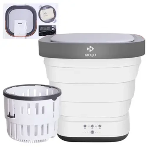 Meaisín Níochán Iniompartha 9L Mini Washer le Basket Drain, Washer Beaga Infhillte le haghaidh Fo-éadaí, Stocaí, Éadaí Babaí, Tuáillí