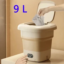 9L Folding Washing Machine Portable Washer Mini Foldable Socks Underwear Retractable Home Washer (With Dehydration Drying)