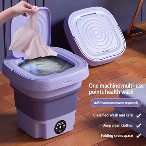 8L Gấp Nhỏ Máy Giặt Ký Túc Xá Sinh Viên Quần Lót Tất Mini Vệ Sinh Máy Di Động Xô Giặt Máy Giặt