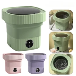 6L Di Động Có Thể Gập Lại Máy Giặt Mini Quần Lót Mút Có Máy Sấy Quay Tự Động Cho Quần Áo Trẻ Em Du Lịch Gia Đình Cắm Trại