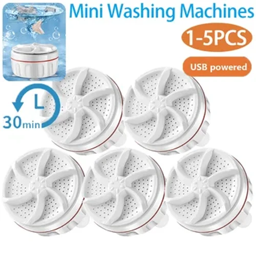 1-5 stk Ultrasonic Turbo Vaskemaskin Klesvask Bærbar Reisevasker Luftboble Og Roterende Mini Vaskemaskin Minivask