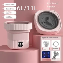 Siêu Âm Gấp Máy Giặt Di Động 6L 11L Dung Tích Lớn Với Máy Sấy Quay Xô Đựng Quần Áo Du Lịch Nhà Quần Lót Tất