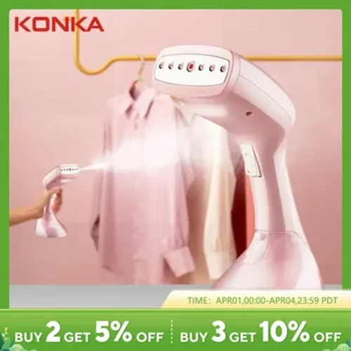 KONKA Handdampfglätter für Kleidung, Rosa, Bügeln für Kleidung, 250 ml, tragbar, Zuhause und unterwegs, 15 s Schnellaufheiz-Haushaltsstoffdampf