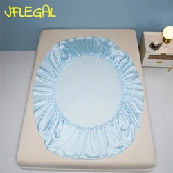 JFLEGAL Tencel Bed Fitted Sheet Light Luxury Lyocell Fiber Solid Mattress Protector Bed Cover Dustproof Summer Cool Bed Sheet