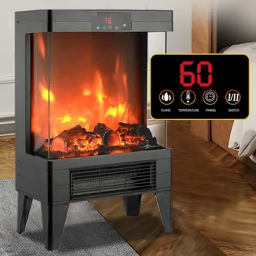Cartref Gwresogydd Trydan Fflam 3D Lle Tân Dan Do Fan Gwresogi Trydan Di-fwg Calentador Electrico Pared
