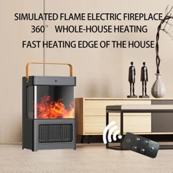Elektriske varmeovner med flammer Display Bærbar Desktop Home Intelligent Timing Varmeapparat For Hjem Soverom Vintervarmer Varmeverktøy