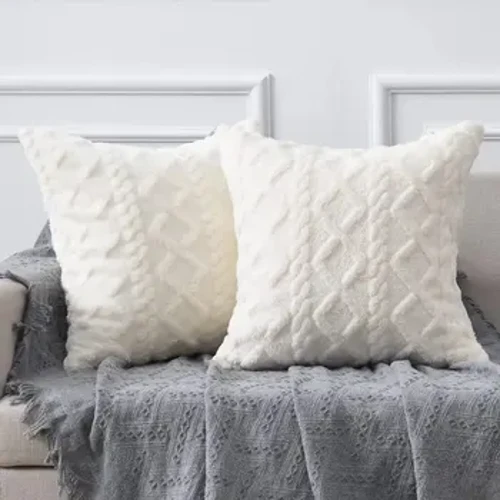 Cable Amazon Knit Plush Cas gobennydd Moethus Nordig yn y Cartref Dodrefn Clustog Soffa Gorchudd Ffabrig Ysgafn Cyfanwerthu