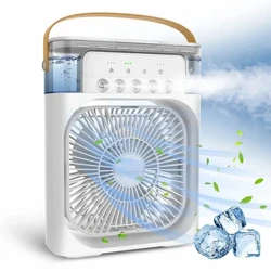Tragbare Ventilator-Klimaanlage, USB-Elektroventilator, LED-Nachtlicht, Wassernebel, Spaß, 3-in-1-Luftbefeuchter für Zuhause