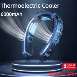 2023 Mới Đeo Máy Điều Hòa Không Khí USB Sạc Di Động 3 Làm Lạnh Treo Cổ Tắt Tiếng 6000MAh Ngoài Trời Mùa Hè Mát