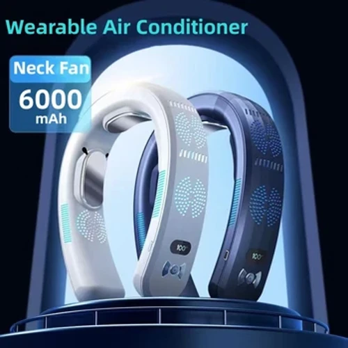 Mini Neck Ventilátor Hordozható Hordható Légkondicionáló USB Újratölthető Penge nélküli Függesztett Nyak Ventilátor Némítás 6000mAh Nyári Kültéri Hűtő