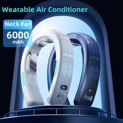 Mini Neck Fläkt Bärbar Bärbar Luftkonditionering USB Uppladdningsbar Bladeless Hängande Neck Fläkt Mute 6000mAh Outdoor Summer Cooler