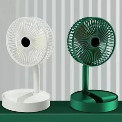Kipas Pendingin AC Lipat Desktop Kipas Angin Listrik USB Isi Ulang 3 Kecepatan Musim Panas 2000mAh Kebisingan Rendah untuk Kamar Tidur Kantor