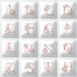 Rosa Buchstaben Dekoratives Blumenkissen Gold Alphabet Kissen für Sofa Polyester Kissenbezug Dekoration Salon